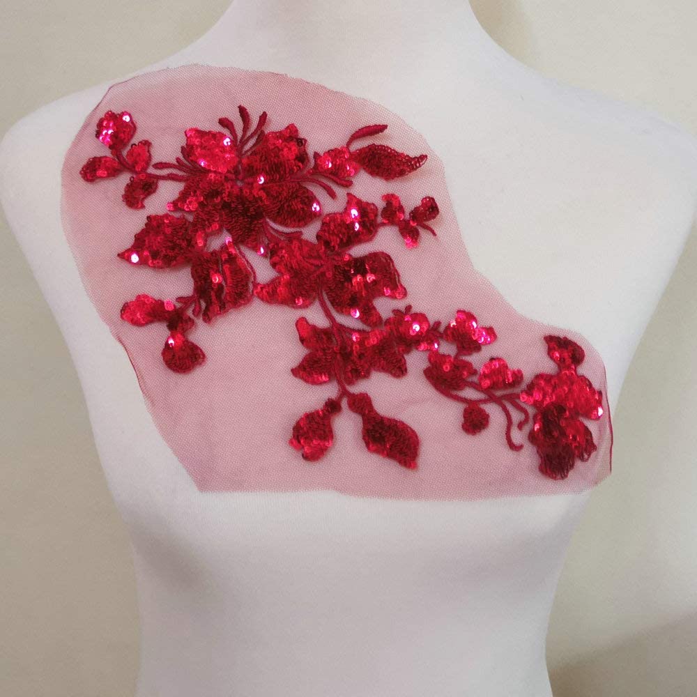 1 Miếng Vá, May Quần Áo Hình Hoa Đính Kim Sa Nhiều Màu, Kích Thước 28X16Cm