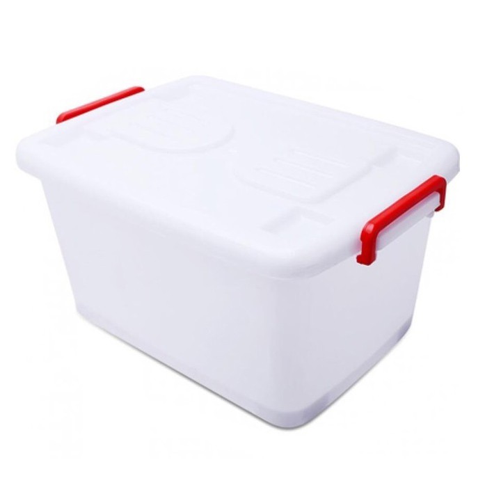 Thùng nhựa đựng đồ có nắp khóa cài, 2 quai xách, có 4 bánh xe 15 lít, 44 x 31cm cao 21 cm. H749