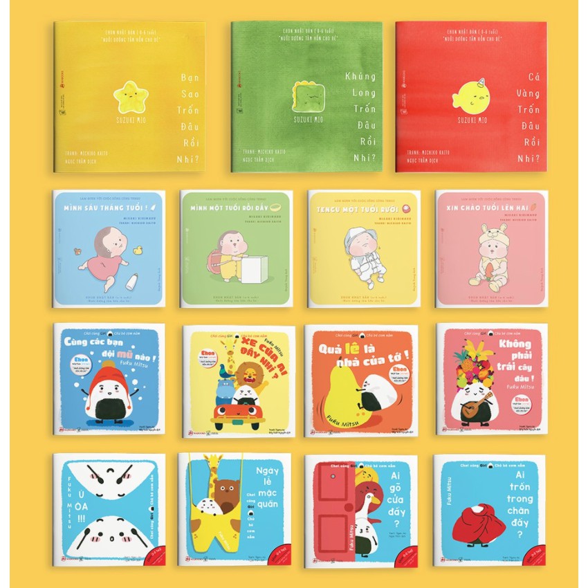 Sách - Combo 15 cuốn Ehon Nhật Bản cho bé 0-2 tuổi nhận biết thế giới xung quanh (đi đâu thế, tengu, giri)