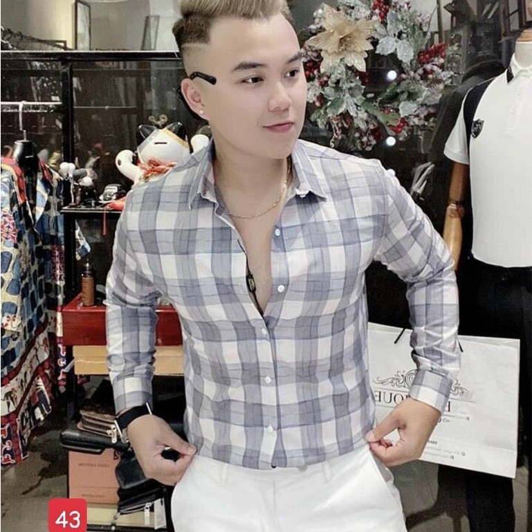 Áo sơ mi nam dài tay chất lụa không nhăn dáng ôm body nhiều mẫu PN ms43