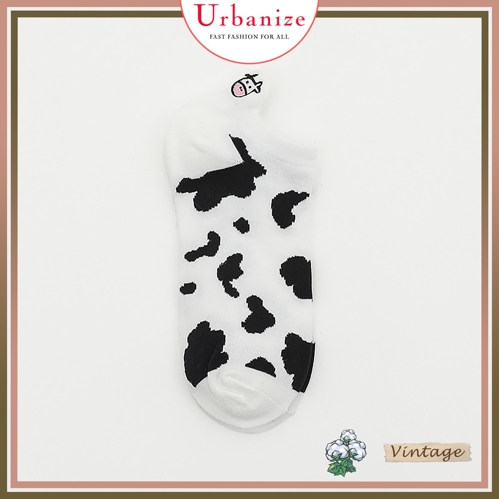 Tất nữ cổ ngắn vớ dễ thương cổ thấp thêu in hình bò sữa cotton cute giá rẻ Urbanize