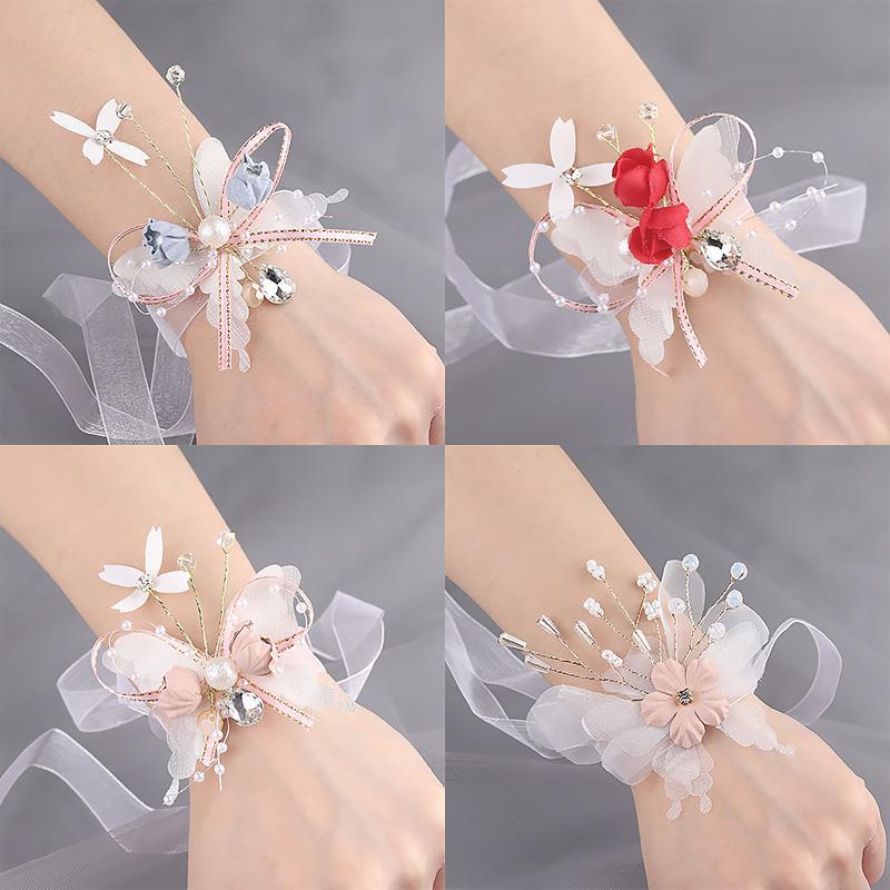 Vòng Đeo Tay Đính Hoa Phong Cách Mori Hàn Quốc Dành Cho Cô Dâu/Phù Dâu