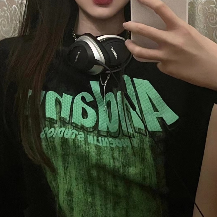 Áo sweatshirt ZHELIHANGFEI tay dài cổ tròn dáng rộng in họa tiết chữ cái thời trang trẻ trung