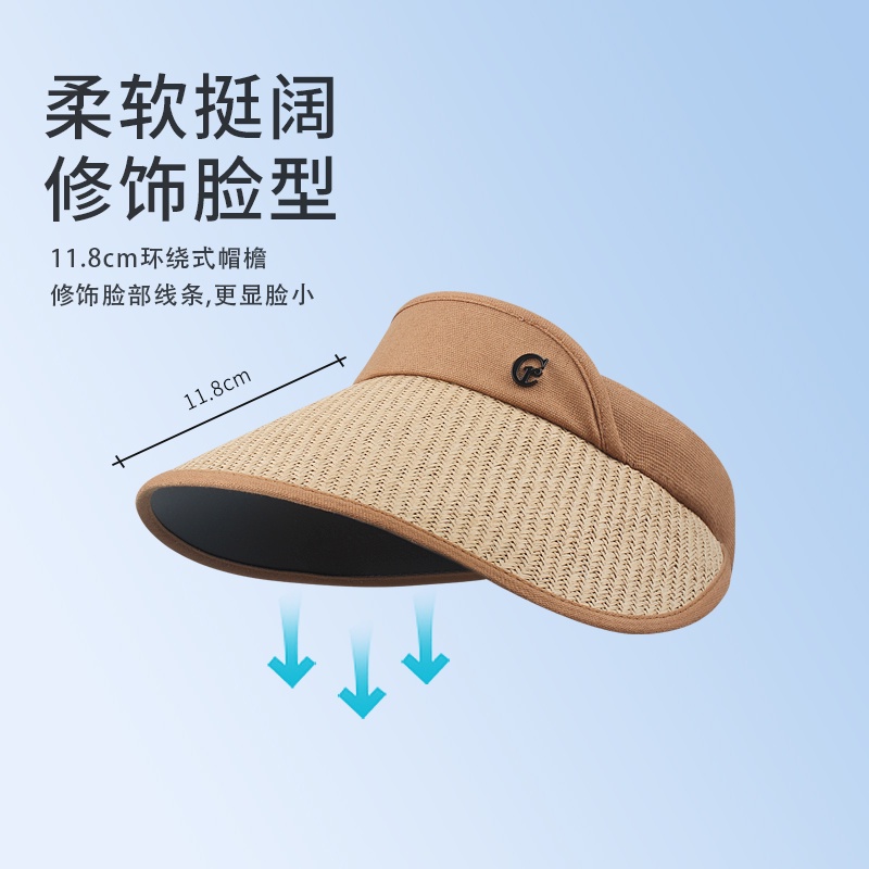 Mũ cói vành rộng hở chóp chống tia uv thời trang mùa hè cho nữ