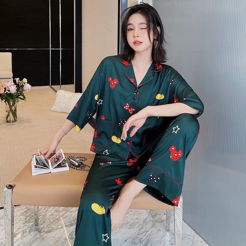 Pijama tay lỡ cánh dơi hoạ tiết cao cấp new 2022