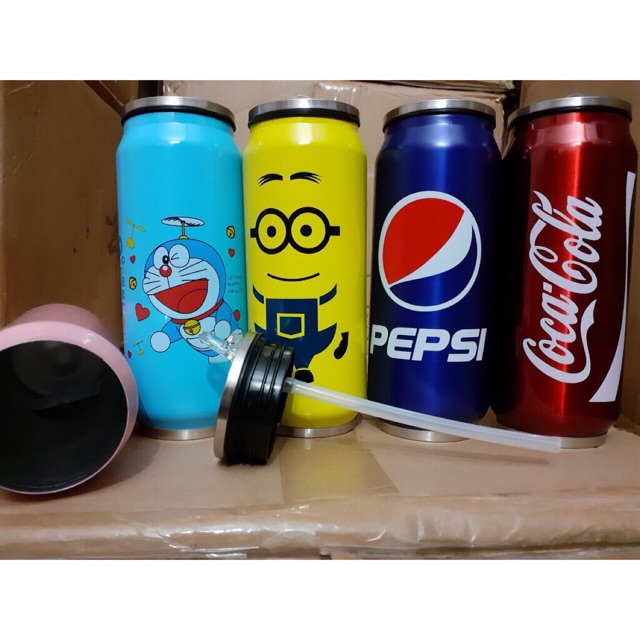 Bình giữ nhiệt, bình nước giữ nhiệt hình lon nước 500ml màu hồng
