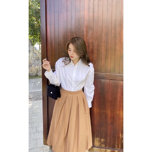 Áo kiểu tay phồng Hàn Quốc Uimee closet chất liệu kate dày dặn freesize