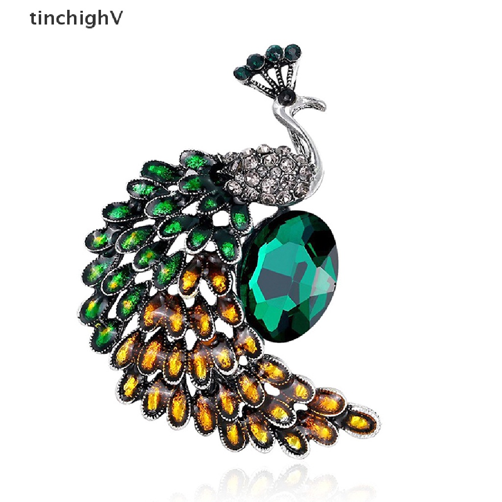 Ghim Cài Áo Hình Chim Công Đính Đá Sang Trọng