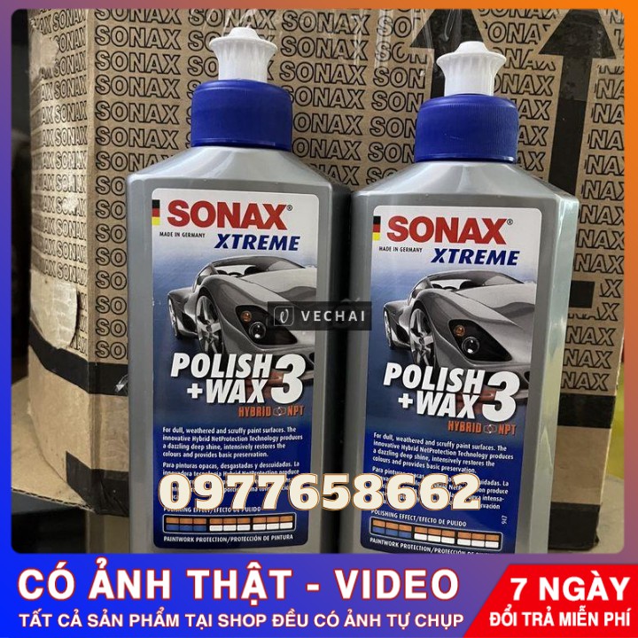 Dung Dịch Xóa Vết Xước ⚡ 𝑭𝑹𝑬𝑬 𝑺𝑯𝑰𝑷⚡Đánh Bóng Bảo Vệ Sơn Xe,Tạo Hiệu Ứng NANO... Sonax Xtreme Polish Wax 3 250ml