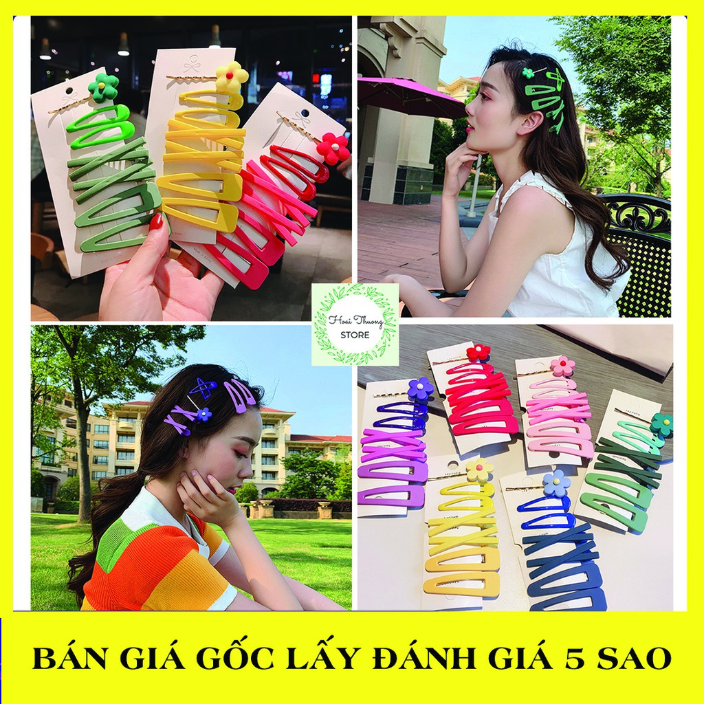 1 BỘ KẸP TÓC 7 MÓN CỰC XINH ( Hoa+ Giọt Nước+ Tam Giác+ Chữ X)