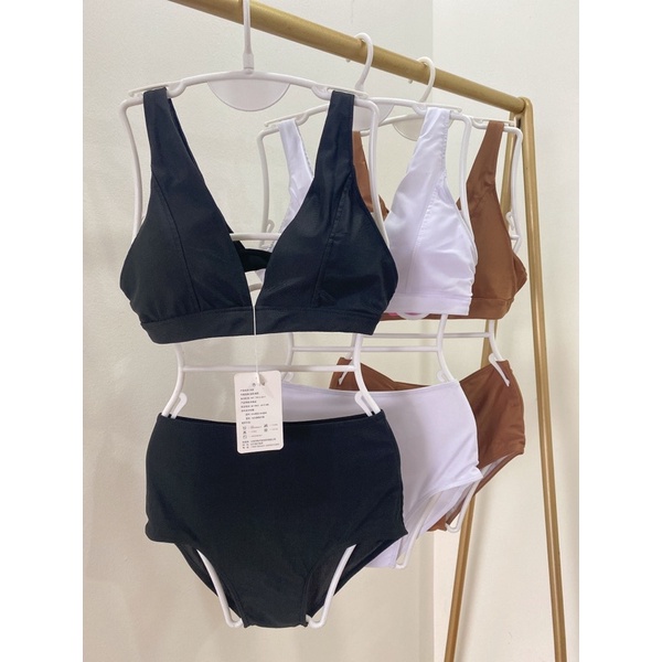 Đồ bơi nữ , bikini hai mảnh cạp cao dáng basic (Quảng Châu có sẵn)
