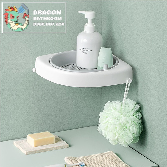 Kệ để góc nhà tắm nhà bếp dán tường 🚿𝐅𝐑𝐄𝐄 𝐒𝐇𝐈𝐏🚿 2 lớp thông minh xoay 360 độ kệ để đồ nhà tắm nhà bếp đa năng-LO-68