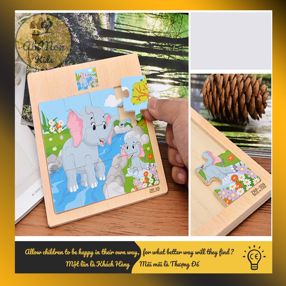 Tranh Ghép Hình Gỗ 12 Miếng Cho Bé ☘️ Montessori cao cấp ✨ (Đồ chơi Gỗ - Đồ chơi Giáo Dục - An toàn - Thông minh)