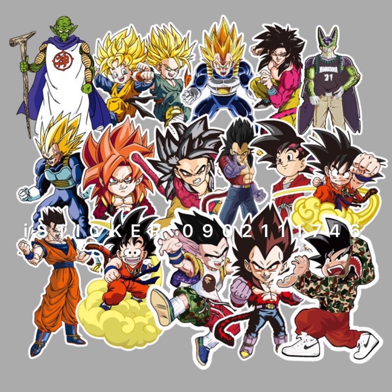 Sticker tem 7 viên ngọc rồng mẫu HOT hình dán cute trang trí nón - mũ bảo hiểm, điện thoại, laptop, xe