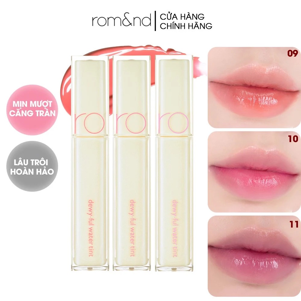 Son tint bóng Romand Dewyful Water Tint màu 04,12,13