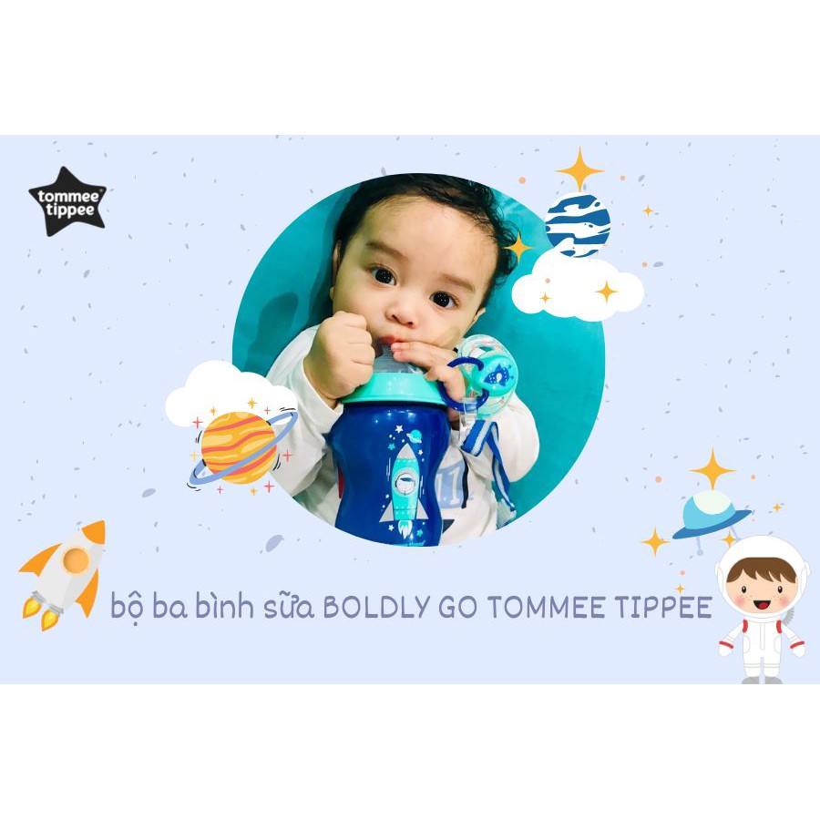 Bộ bình sữa ty siêu mềm tự nhiên và ty ngậm BOLDLY GO Tommee Tippee Closer To Nature, núm ty đi kèm 3-6 tháng - BOY (3 b