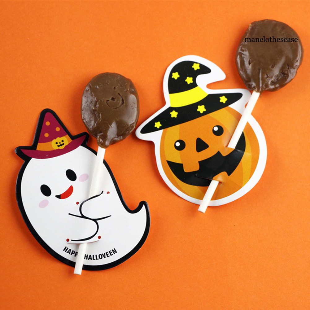 Bộ 50 Giá Đỡ Kẹo Mút Bằng Giấy In Họa Tiết Halloween Độc Đáo Trang Trí Nhà Cửa