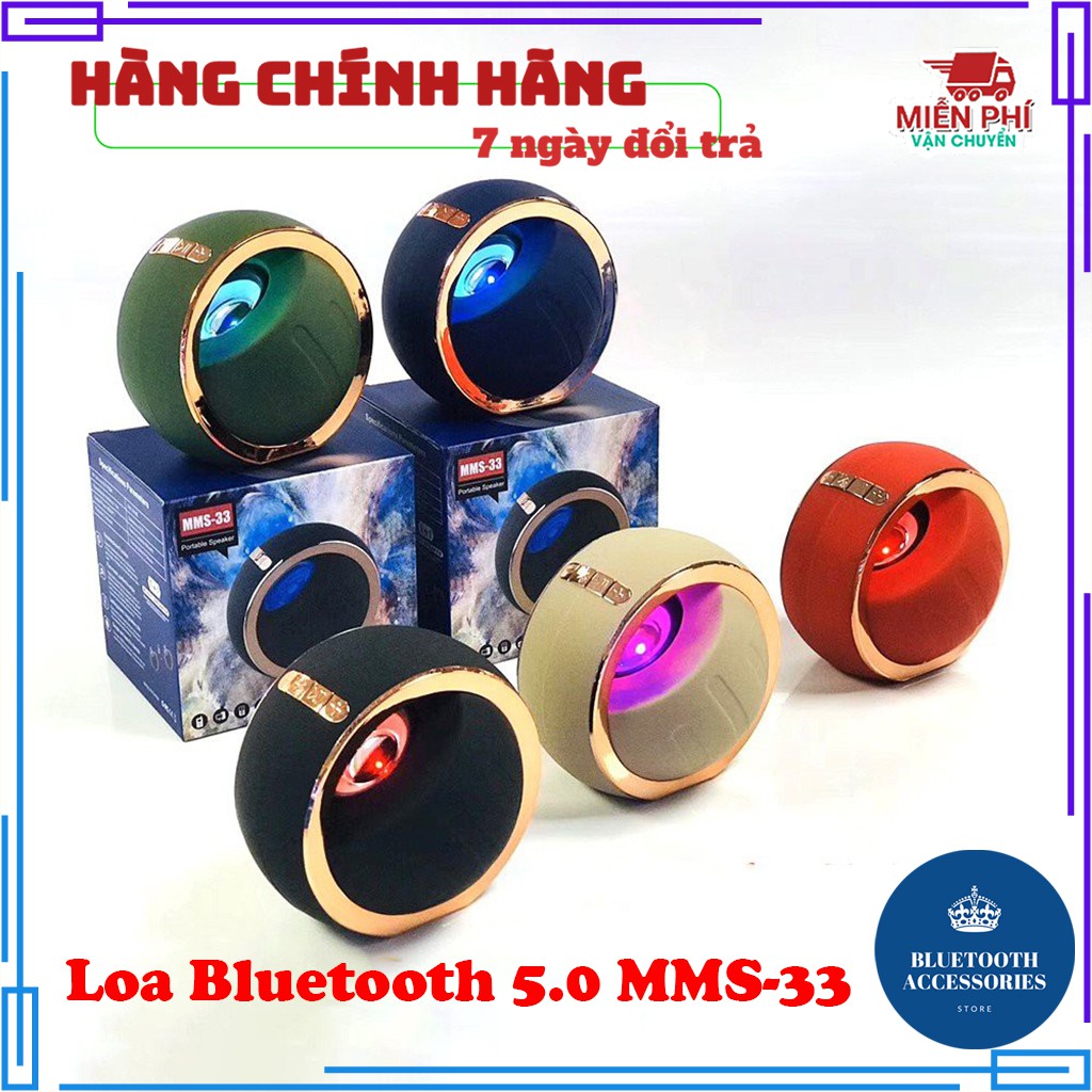 Loa Bluetooth, Loa Bluetooth Mini MMS-33 Chính Hãng Âm Thanh Cực Đỉnh, Pin Trâu, Đèn LED RGB Nhấp Nháy