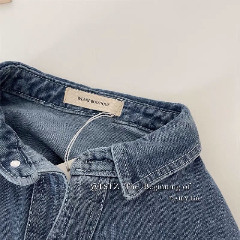 Áo Sơ Mi Jeans Dài Tay Dáng Rộng Phong Cách Trẻ Trung Năng Động
