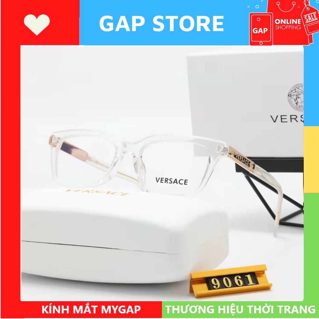 Gọng kính mắt vuông nam nữ , chất liệu Kim loại nhựa dẻo mắt vuông to đi đường chống bụi 9061