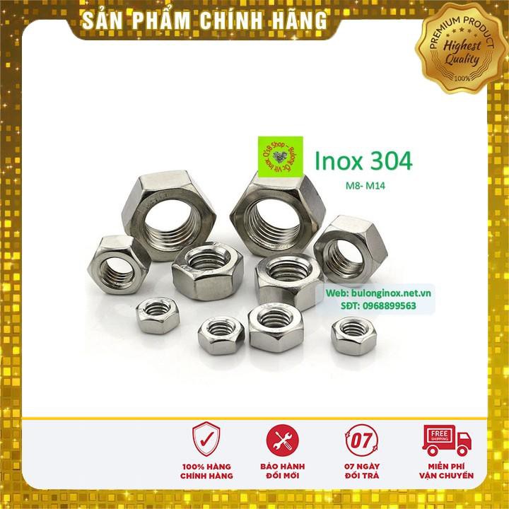 Đai ốc lục giác ngoài inox 304 size M 8- m14, ecu lục giác ngoài inox, inox 304