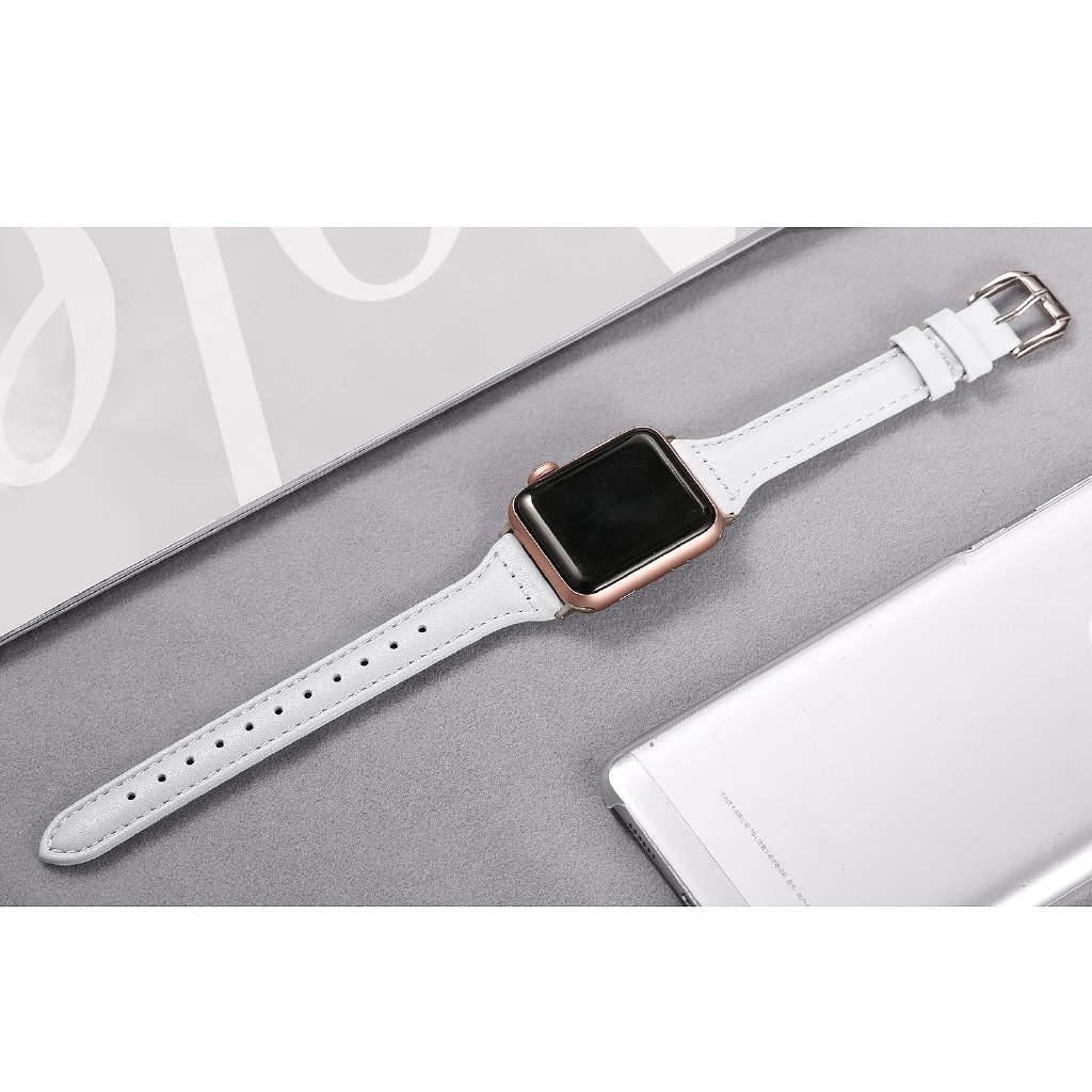 Dây đeo giả da dáng mảnh thay thế cho đồng hồ thông minh Apple Watch Ultra 49mm series 8 7 6 SE 5 4 3 2 1 for iWatch 45mm 41mm 44mm 40mm 42mm 38mm