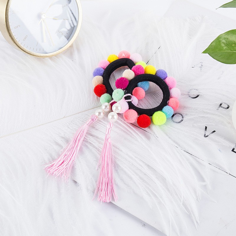 [Hot] Vòng cài tóc, cột tóc chấm bi tua rua, phụ kiện cài tóc công chúa dễ thương 214PKTTB