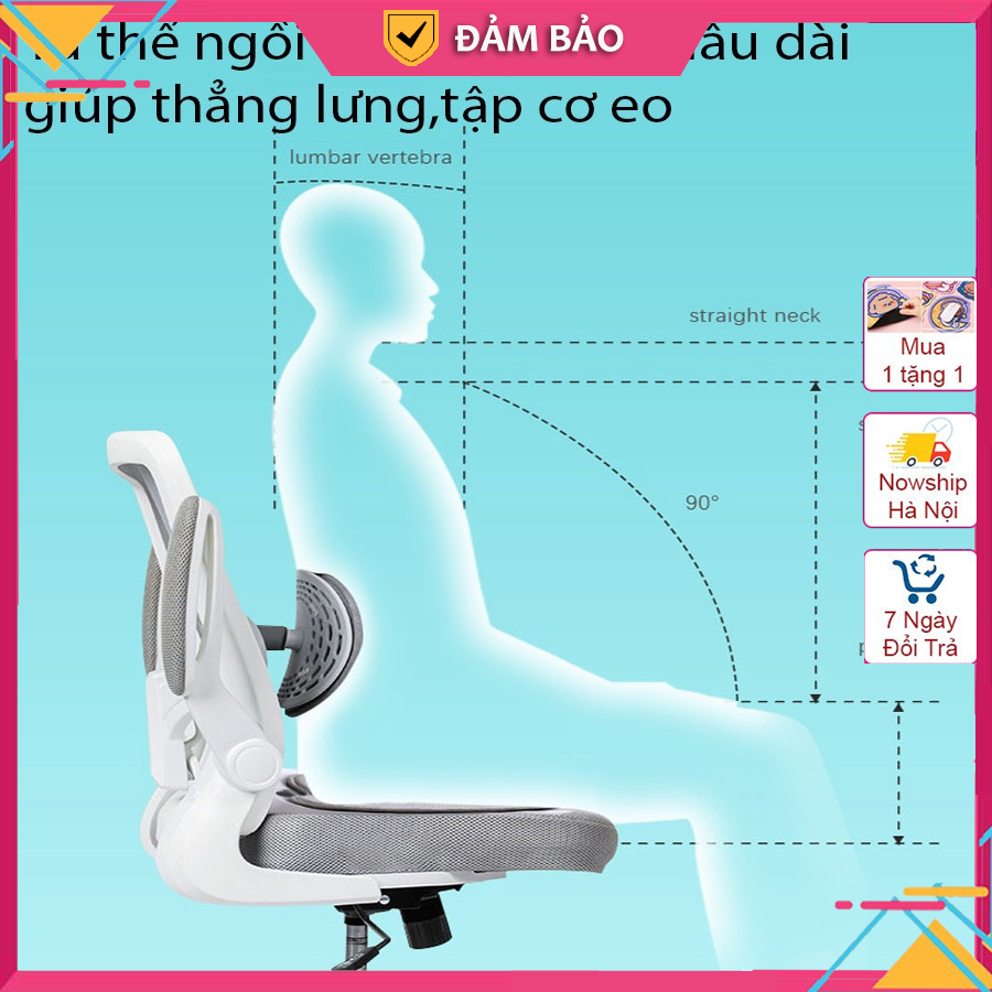 Tựa lưng văn phòng công thái học hỗ trợ giảm đau mỏi lưng và cột sống giúp giữ đúng tư thế và thẳng lưng