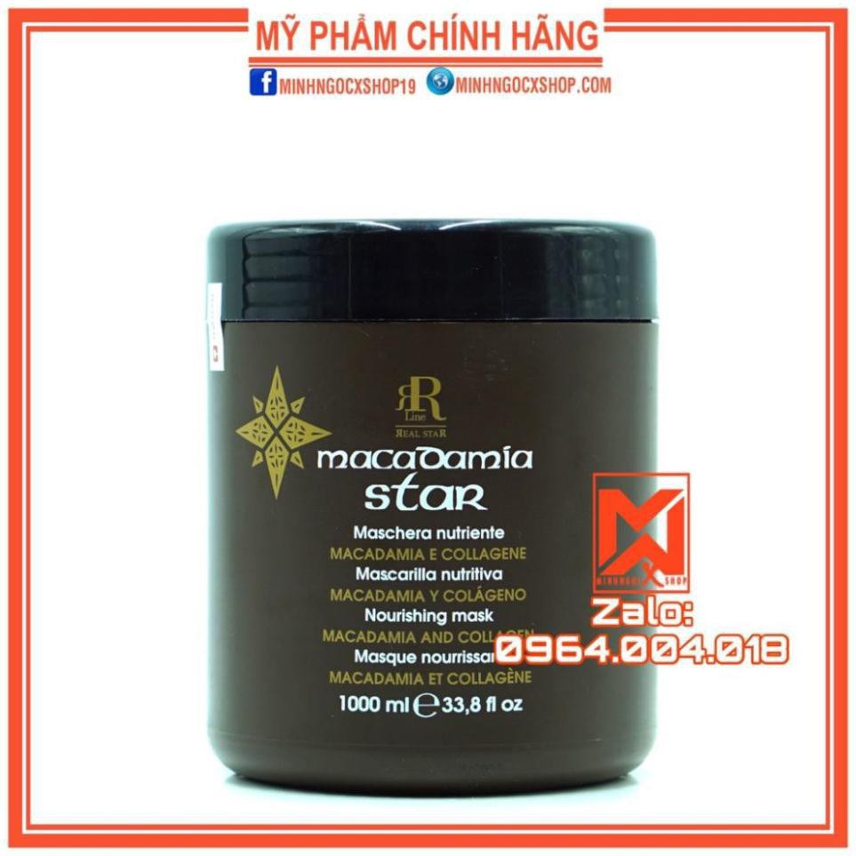 FS33 ✅[ RR LINE ] Ủ TÓC - KEM Ủ TÓC PHỤC HỒI TÁI TẠO CẤU TRÚC MACADAMIA STAR 1000ML CHÍNH HÃNG > MS33