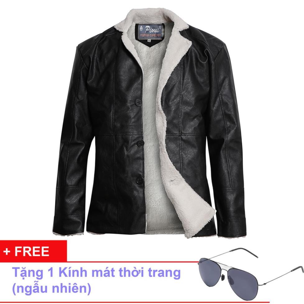 Áo Khoác Da Lót Lông Nam Thời Trang Cao Cấp Pious AD020K + Tặng Kèm Kính Mát hàng VNXK.