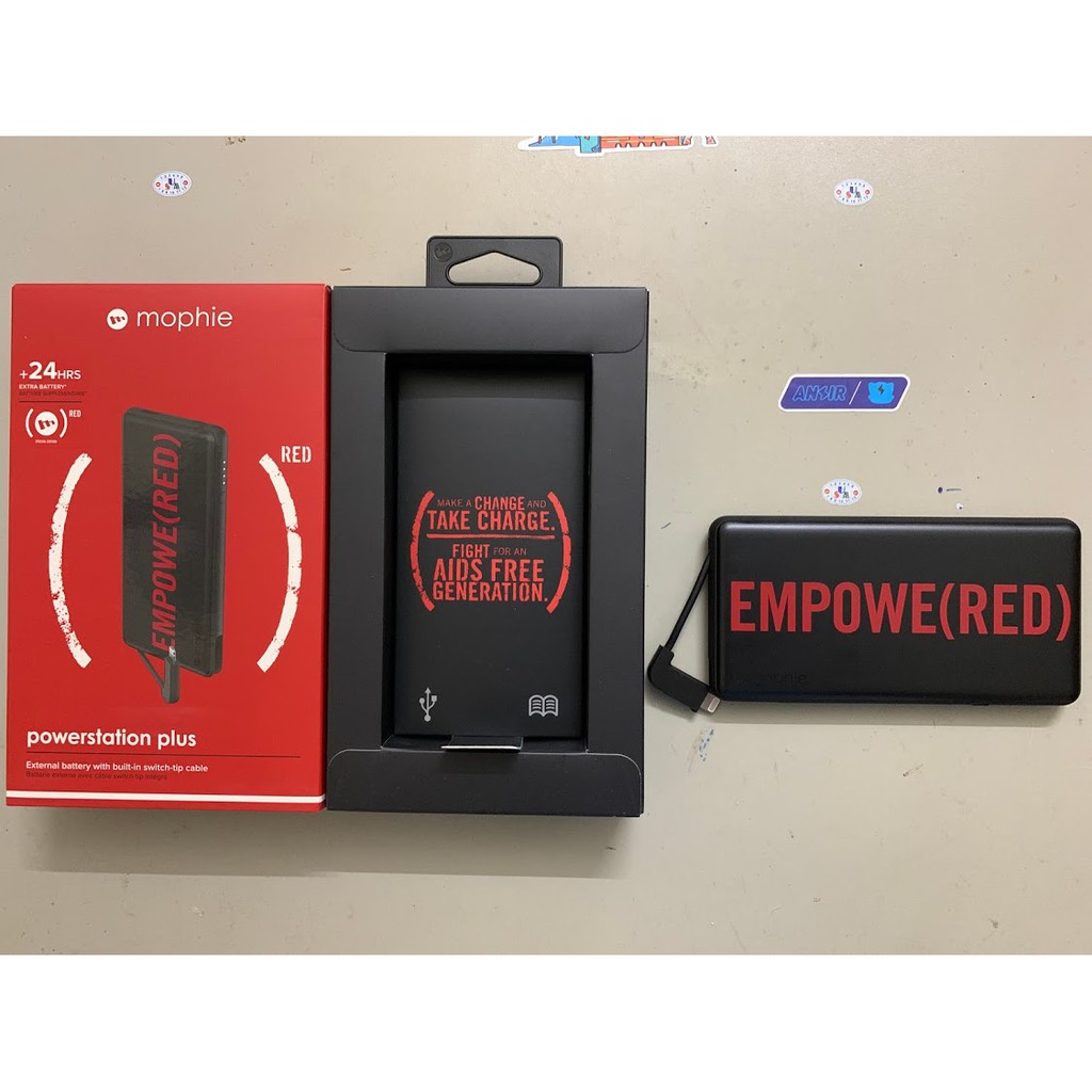 Sạc dự phòng Mophie Powerstation Plus - Empowe (RED) - 6000mAh (kèm cáp lightning) - BH 12 tháng