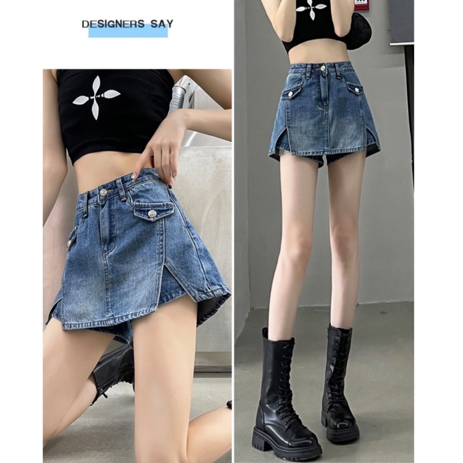QUẦN GIẢ VÁY NỮ CHẤT JEANS QUẦN SHORT NỮ CÓ LÓT QUẦN BÊN TRONG Q1