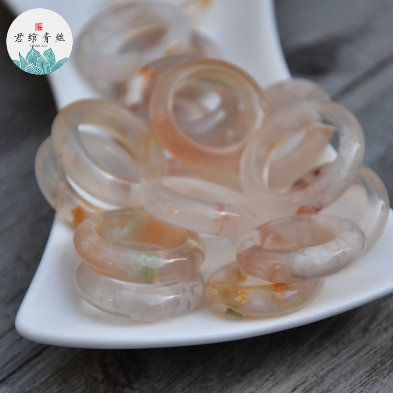 Ice Yingge Nhẫn Đá Mã Não Tự Nhiên Tinh Khiết Tự Nhiên Chạm Khắc Phụ Kiện Trang Sức Yingluo Forbidden diy