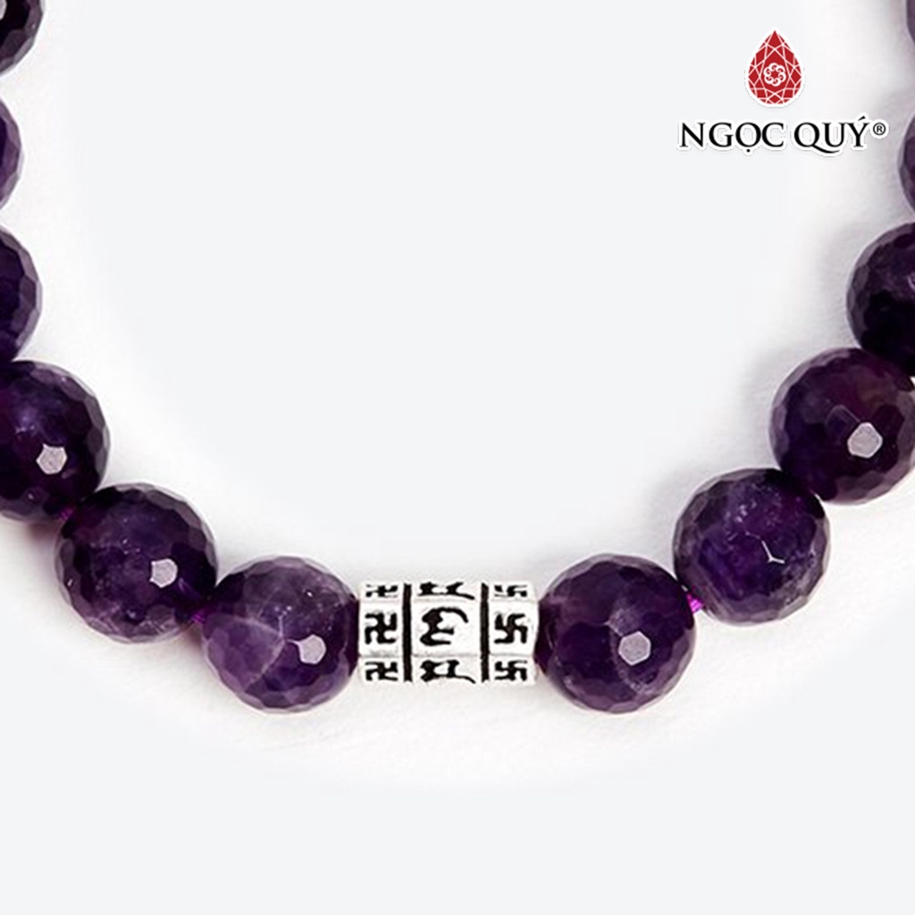 Vòng tay TA tím phối lục tự trụ lục giác - Ngọc Quý