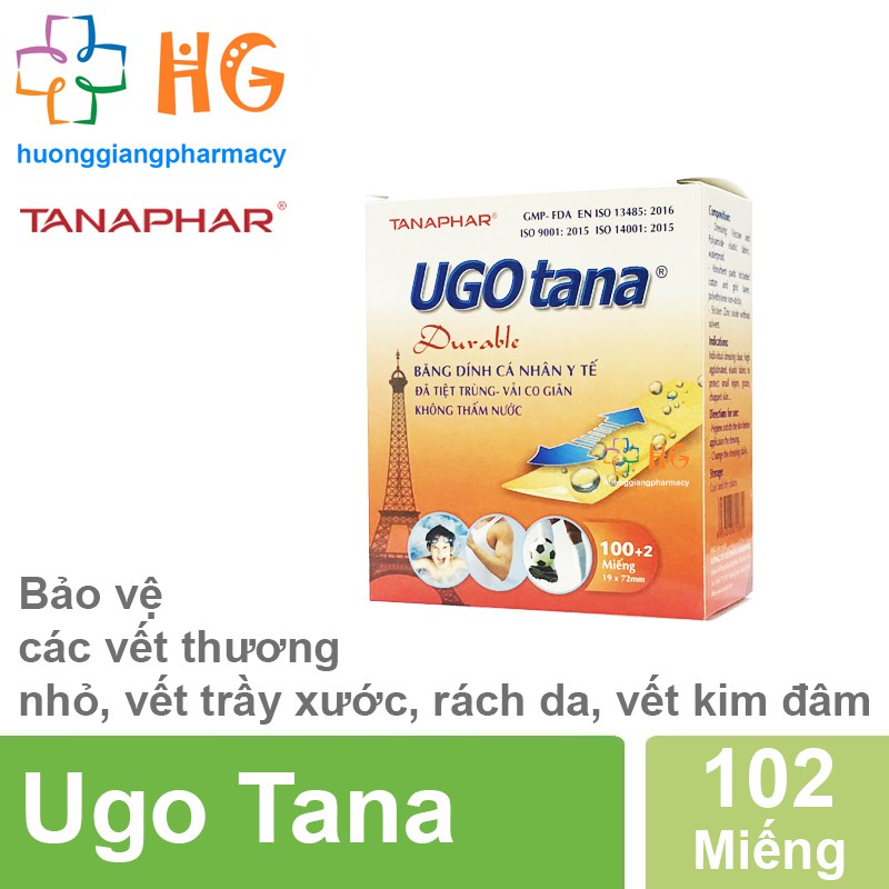 Băng dán cá nhân Urgo Tana - Hỗ trợ bảo vệ các vết thương nhỏ, vết trầy xước, rách da (Hộp 102 Miếng)