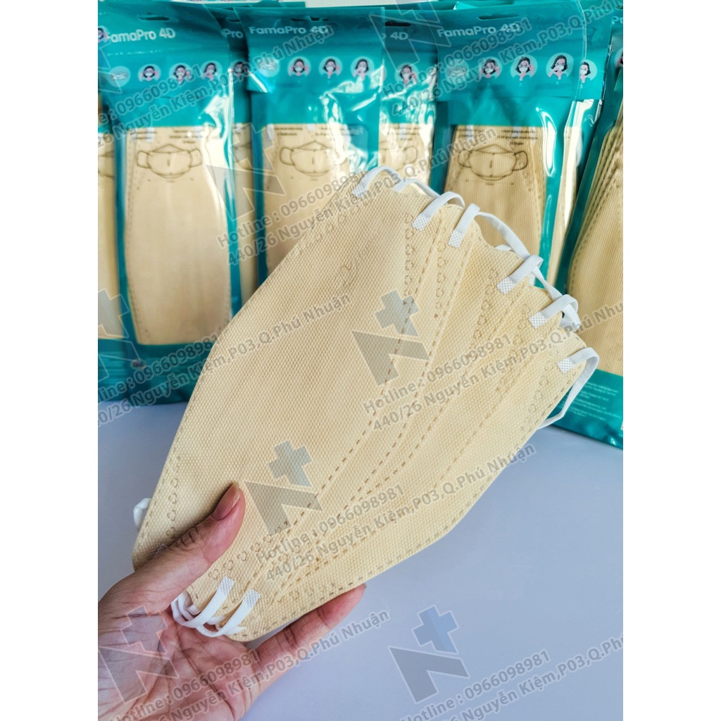 Khẩu trang Famapro 4D KF94  ( Kem ) - Bịch 5 cái