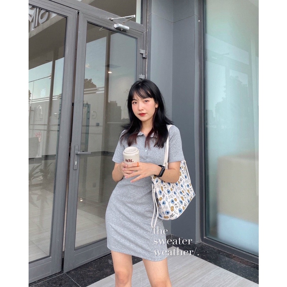 Váy suông MAIKA  thun polo chất cotton co dãn 4 chiều cổ sơ mi,đầm suông phụ kiện thời trang YUNA | BigBuy360 - bigbuy360.vn