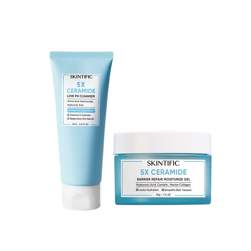 Combo SKINTIFIC gồm Sữa rửa mặt 5X 80ml + Kem dưỡng ẩm 5X 30g