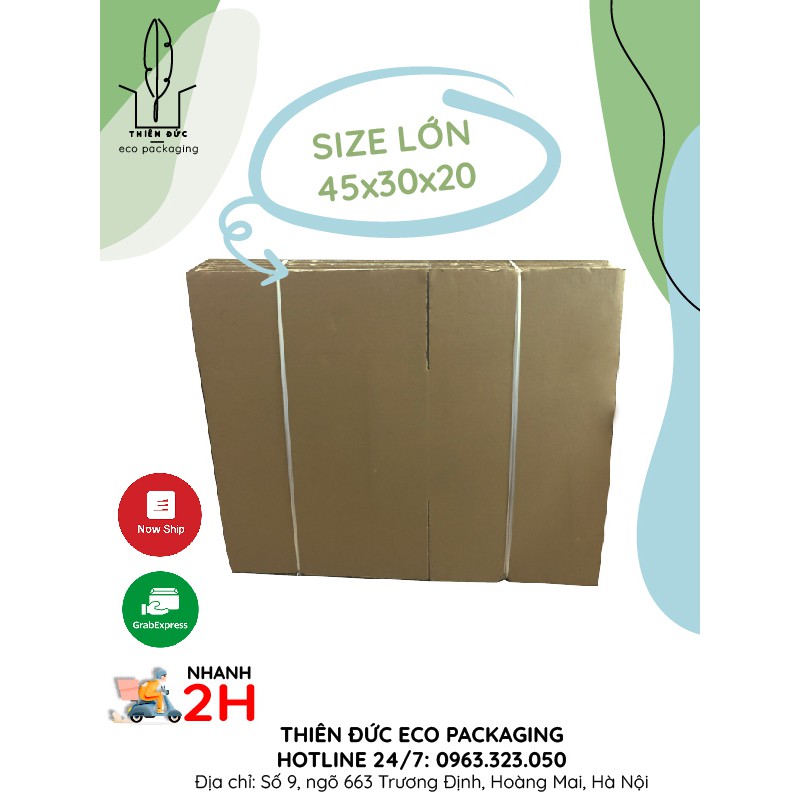 COMBO 10 THÙNG CARTON 45x30x20 CM cỡ lớn GIÁ RẺ - BAO BÌ XANH - THÙNG GIẤY dùng đóng hàng, chuyển nhà, lưu trữ đồ đạc