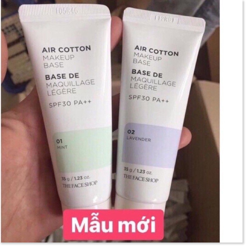 Kem Lót Kiềm Dầu Và Hiệu Chỉnh Tone Da The Face Shop Air Cotton Make Up Base SPF30 PA++ 35g