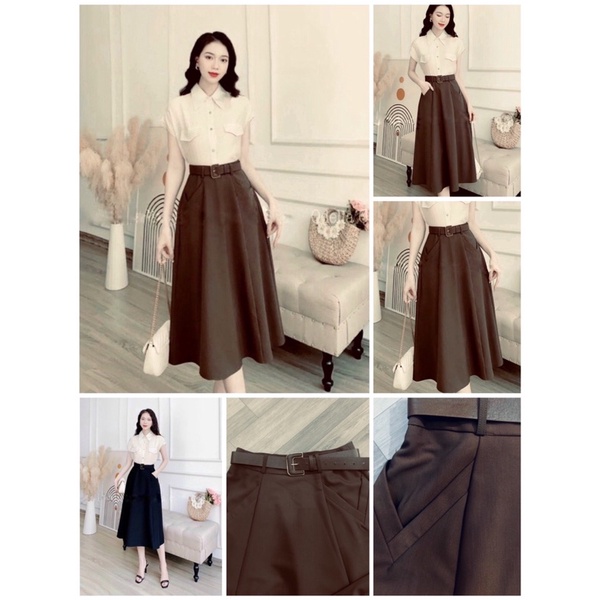 CHÂN VÁY XOÈ DÀI 70cm CÓ TÚI