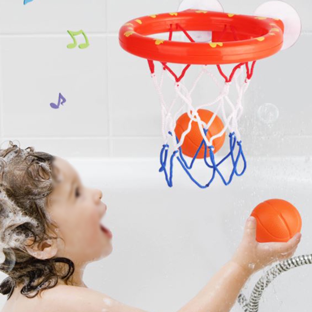 Mini Suctions Cup Basketball Hoop Bath Toy Set Baby Bathtub Shooting Game Toy Kids Shower Basketball[sneaky]