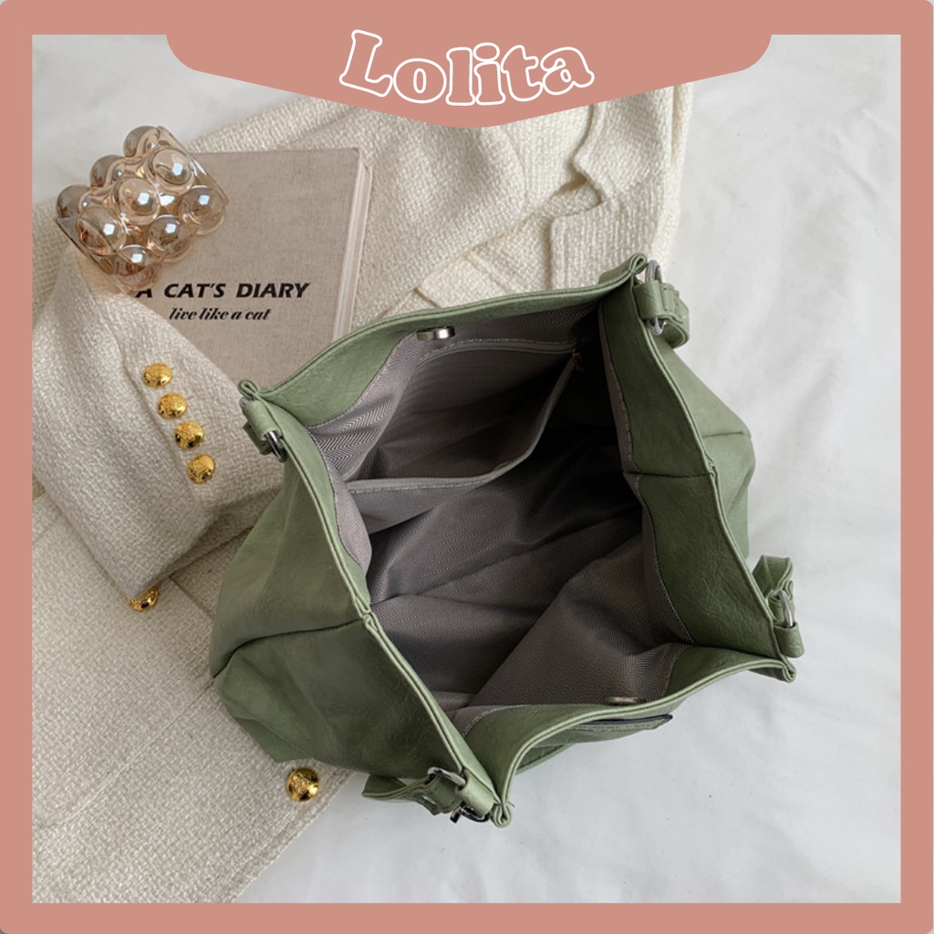 Túi Xách Tote Da Nhăn Bản To Công Sở Vintage LOLITA