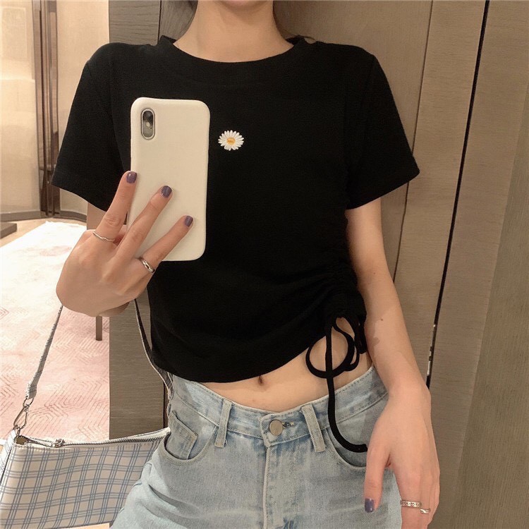 Áo rút dây một bên thêu hoa cúc siêu xinh MANA200620