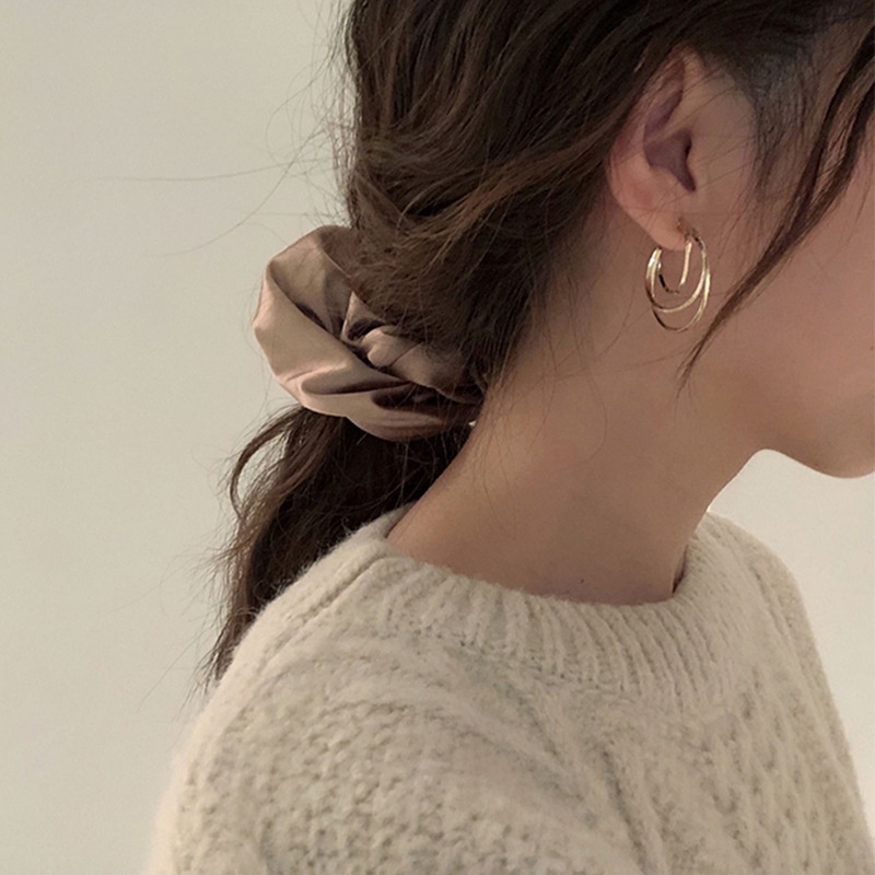 Bông tai/ Hoa tai hợp kim 3 vòng mỏng đan chéo phong cách Hàn Quốc