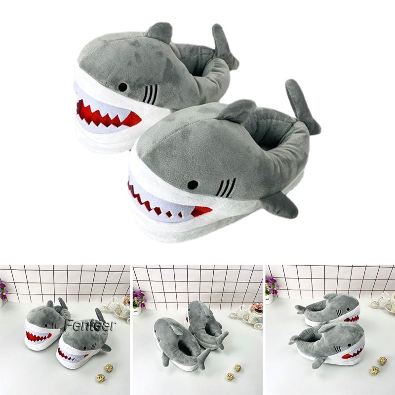 Dép Bông Đi Trong Nhà Hình Cá Mập Giữ Ấm Vui Nhộn Cho Cặp Đôi