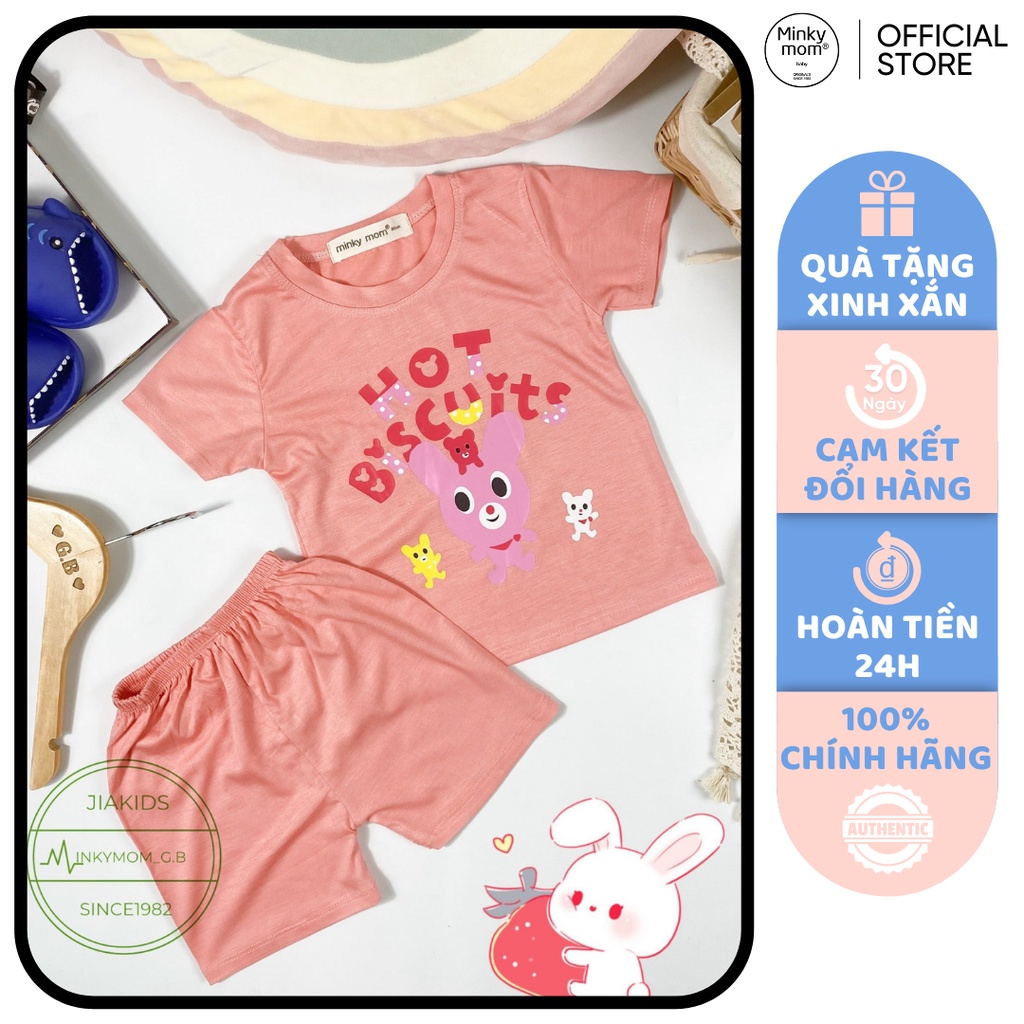 [SALE] Bộ Quần Áo Bé Gái, Bé Trai Minky Mom Vải Thun Lạnh Gấu Cầu Vồng, Bộ Cộc Tay Cho Bé Mặc Nhà MKM2149