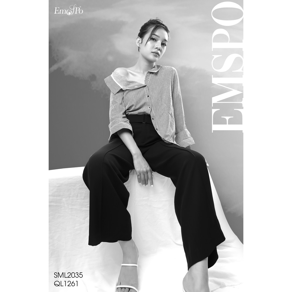 Quần suông Emspo Milestone, đai eo rời, bấu mí dọc ống thân trước QL1261