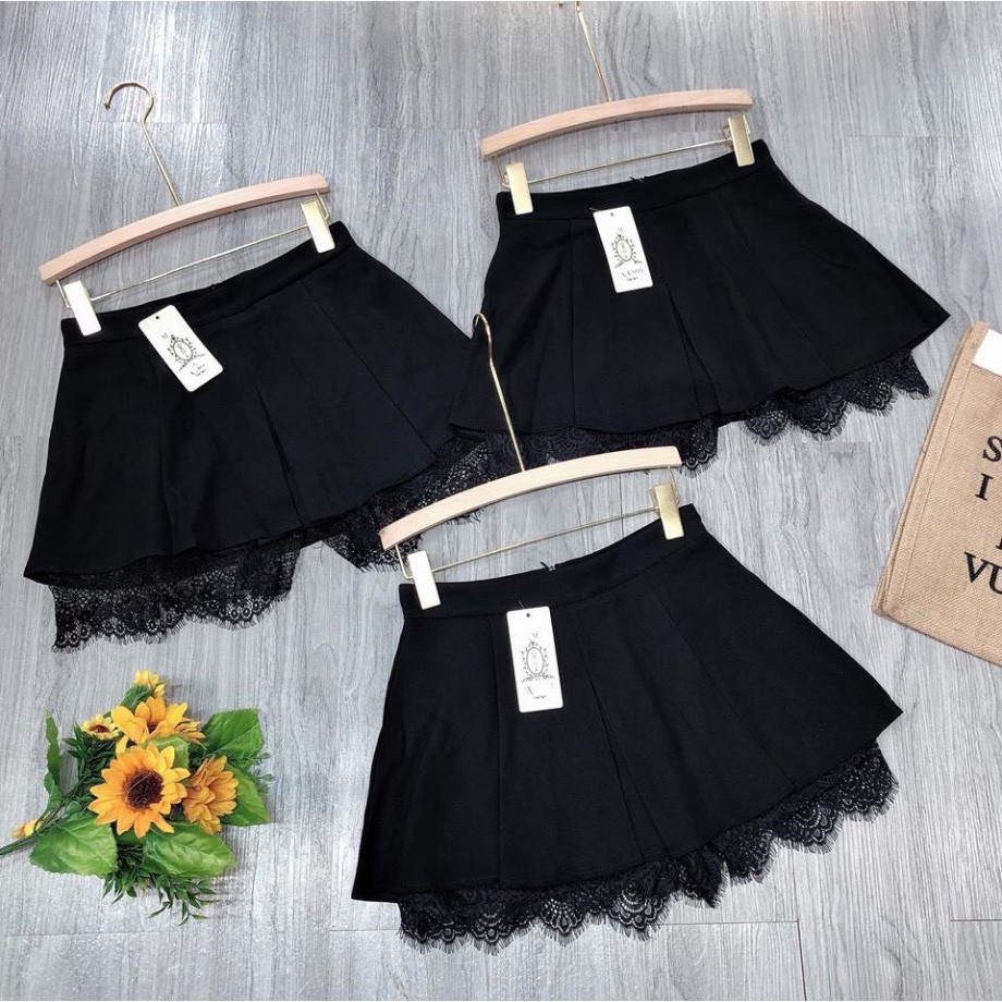 [ Ảnh Thật] Váy xếp ly viền ren- vải tuyết mưa - có quần trong Hot