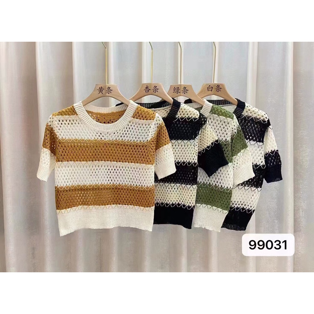 99031. ÁO LEN KẺ TAY NGẮN